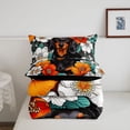 thumbnail image 5 of Homewish Vintage Pet Dog Twin Comforter Sets,Watercolor Flowers Bedding Set,White Orange,Black Reversible,2pcs,1 Comforter and 1 Pillowcase, 5 of 7