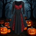thumbnail image 2 of FYEGRE Elegant Ladies Lace Patchwork Dress For Halloween Party And Event Red L, 2 of 4