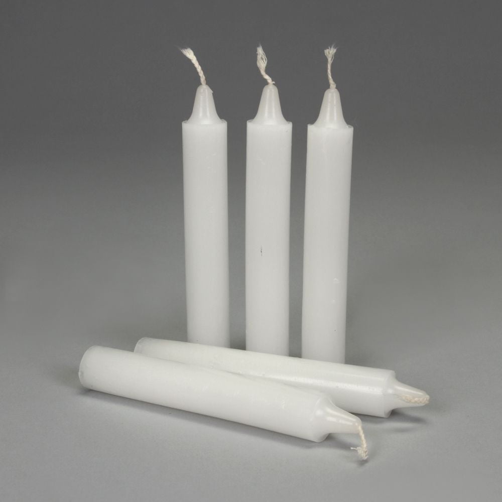White Candle, Pack Of 5, Paraffin Candles, Size 5 X 3/4"