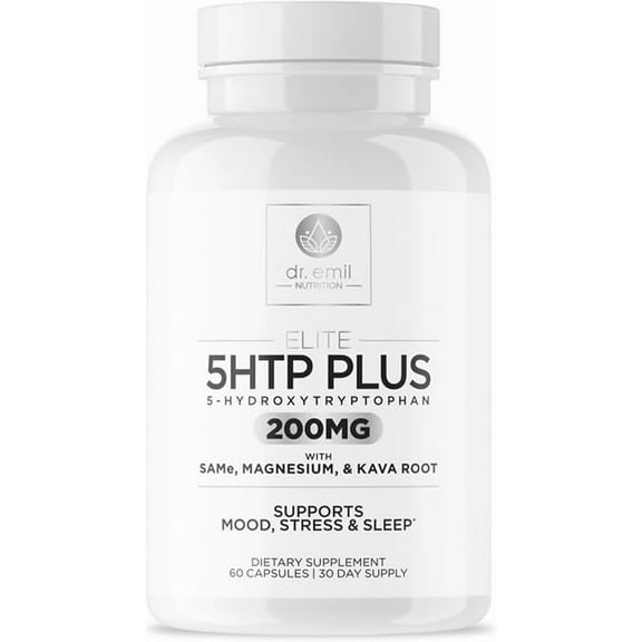 200 MG 5-HTP Elite with Kava Root Extract, Magnesium & SAM-e to Maintain Normal Healthy Sleep & Create a Sense of Wellbeing - 5HTP Supplement with Vitamin B6 - 60 Capsules, 30 Servings