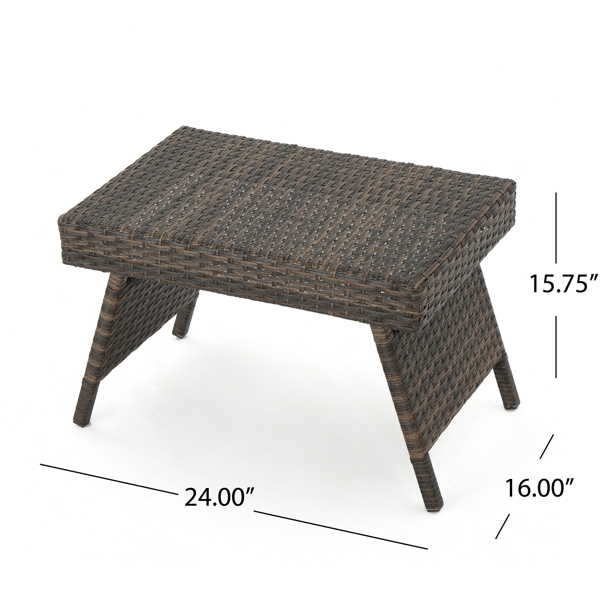 Outdoor Wicker End Table with Aluminum Frame, Mixed Mocha