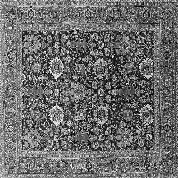 Ahgly Company Indoor Square Oriental Gray Industrial Area Rugs, 8' Square