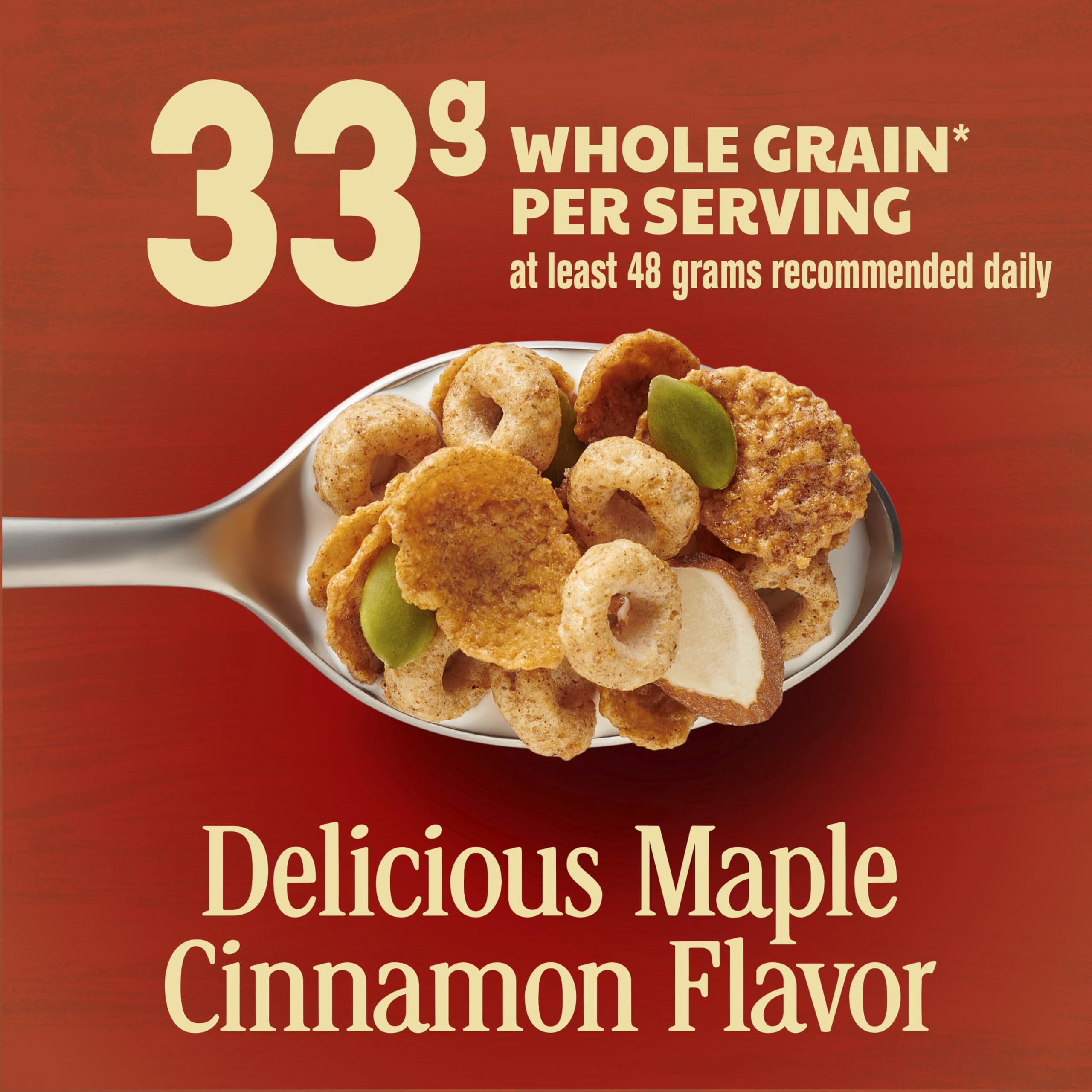 2X - Cheerios Hearty Nut Medley Breakfast Cereal, Maple Cinnamon Flavored, Made With Whole Grain, Large Size, 14.7 Oz