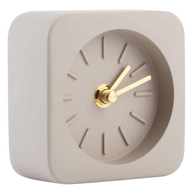Horloge Simple en Ciment, Horloge de Bureau Carrée, Maison pour Bureau Marron
