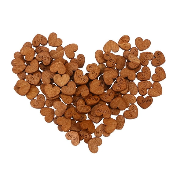 100 Pcs DIY Heart Shaped Buttons Wooden Confetti Child Baby