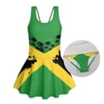 thumbnail image 3 of FOR U DESIGNS Girls One Piece Swimsuit with Skirt Quick Dry Tropical Kids Bathing Suit Swimwear Skirted Bathing Suit, Jamaica Flag Palm Tree, 3 of 7