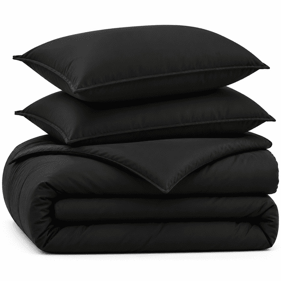 Litanika Oversized King Comforters Black Super King Plus Size, 3 Pieces Lightweight Solid Bedding Comforter Set, All Season Fluffy Bed Set (128x120In Comforter & 2 Pillowcases)