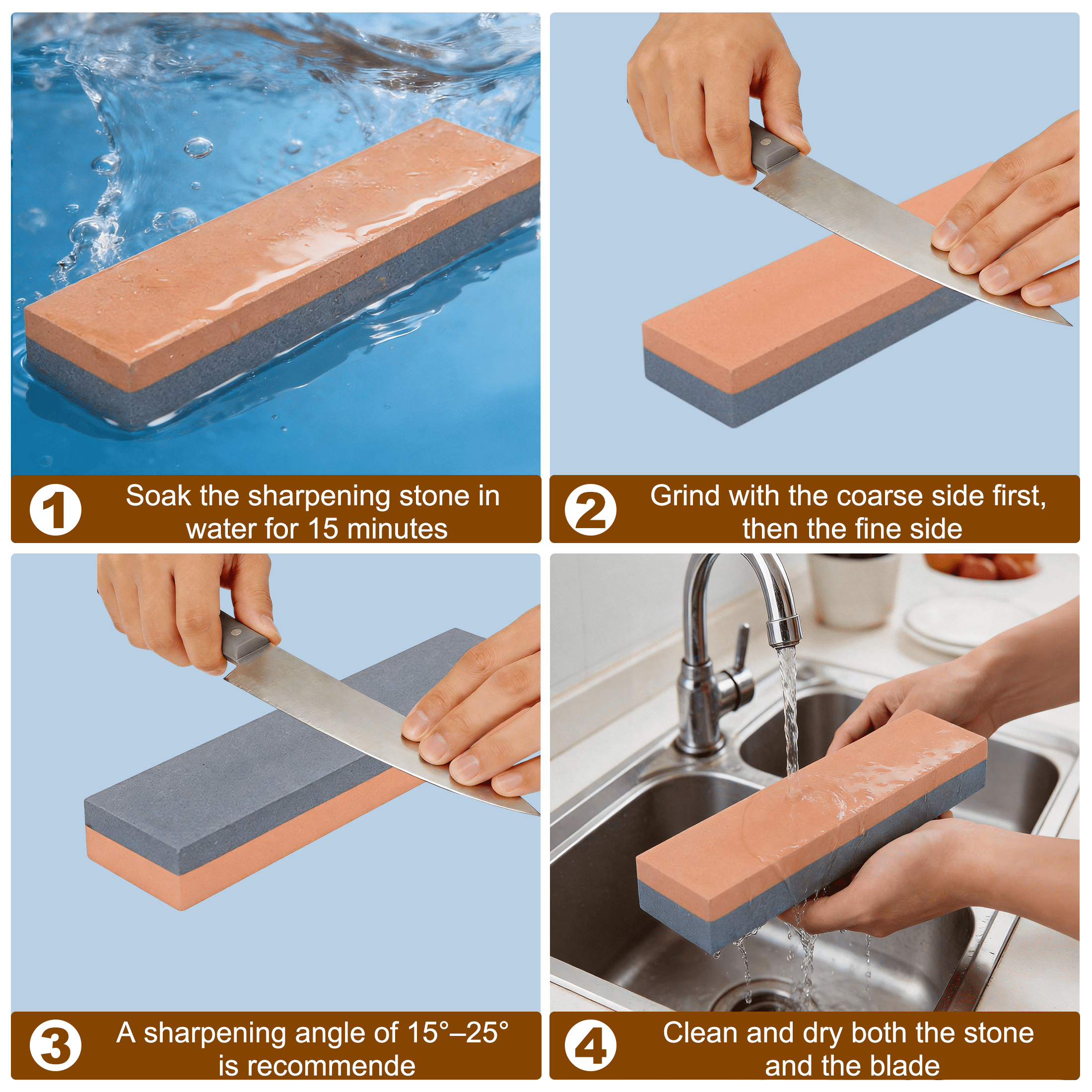 2 Sided Sharpening Stone, Knife Sharpener Stone Kitchen Whetstone Knife Sharpener for Scissors Knives Outdoor Kitchen