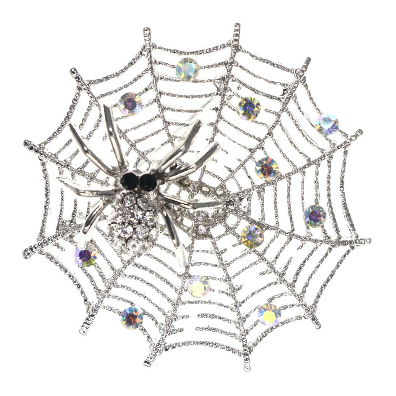 Vintage Spider on Web BroochPin  Silver Tone