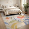 thumbnail image 3 of ODIKA 8'x10' Soft Pastel Florals Blooms in Butter Hues Washable Area Rug Elegant Floral Design with Artistic Flair Durable, Non-Slip for Living Room, Under Sectional, Family, 3 of 7