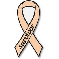 Peach Uterine Cancer Survivor Ribbon Car Decal 7"