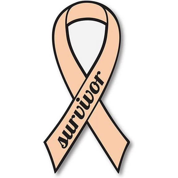 Peach Uterine Cancer Survivor Ribbon Car Decal 7"