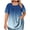 Blue, variant on Plus Size Tops for Women Casual Short Sleeve Round Neck Button Up Pleated Ombre Blouse T-Shirt, Green XXL