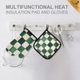 thumbnail image 4 of Yayeee Oven Mitts and Pot Holder Set of 4 Heat Resistant Kitchen Gloves Baking Hot Pad, Green and White Plaid Pattern, 4 of 5