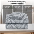 thumbnail image 4 of Lux Decor Twin 4 Piece Bed Sheet Set - Paisley Printed Microfiber Sheets, Ultra Soft, Deep Pocket, Wrinkle-Free, Breathable, OEKO-TEX Certified - Twin, Grey, 4 of 10