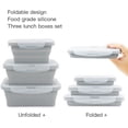 thumbnail image 3 of Collapsible Silicone Lunch Bento Box, Portable Food Storage Container Outdoor Picnic Box Space Saving, Microwave, Dishwasher and Freezer Safe, 3 Pcs Set (Grey), 3 of 7