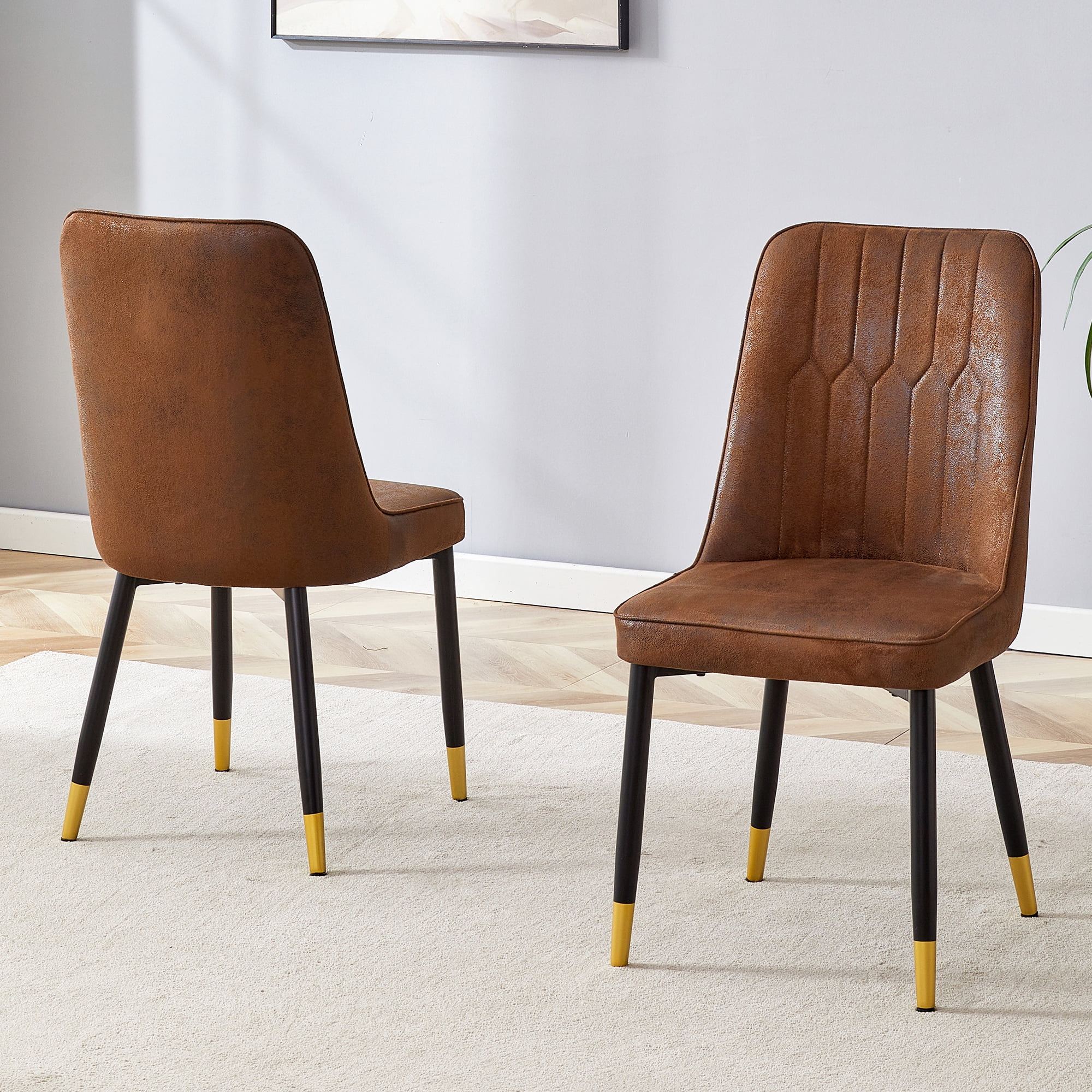 brown suede-like black metal chair product
