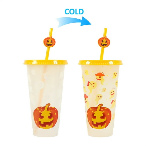 Supbessel Halloween Decoration Clearance, Halloween Color Changing Cups With Lids And Straws Plastic Tumblers With Lids And Straws, Kids Cups With Straws And Lids For Halloween