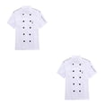 thumbnail image 4 of Chaqueta de cocinero de manga corta Matsuzay uniforme de cocina transpirable agradable a la piel Blanco M 2piezas, 4 of 6