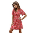 thumbnail image 6 of Summer Dresses for Women Maxi Dress V-Neck Temperament Floral Dress Short Skirt Short Sleeve, 6 of 6