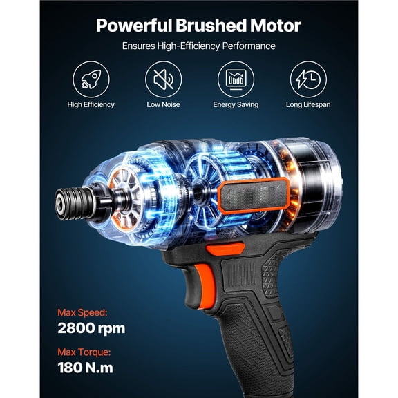 Impact Driver,1/4",2800 RPM Max Speed,20 V Powerful Motor,Electric Cordless Impact Driver Kit with Battery&Charger,10 Bits,LED Work Light,for Furniture,Electrical,Home Repairs