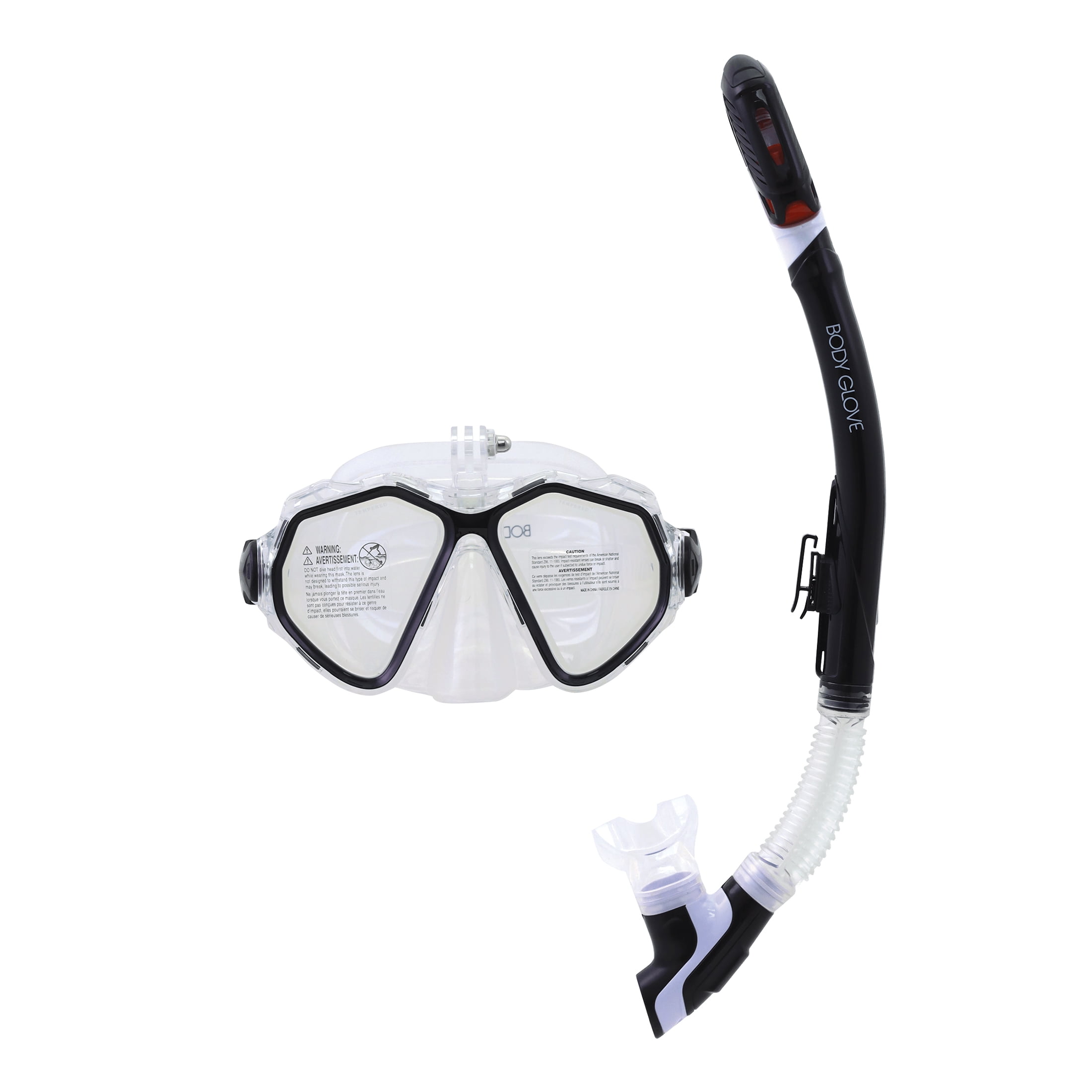 Body Glove Voyager Adult Swimming Diving Mask and Snorkel Combo, GoPro