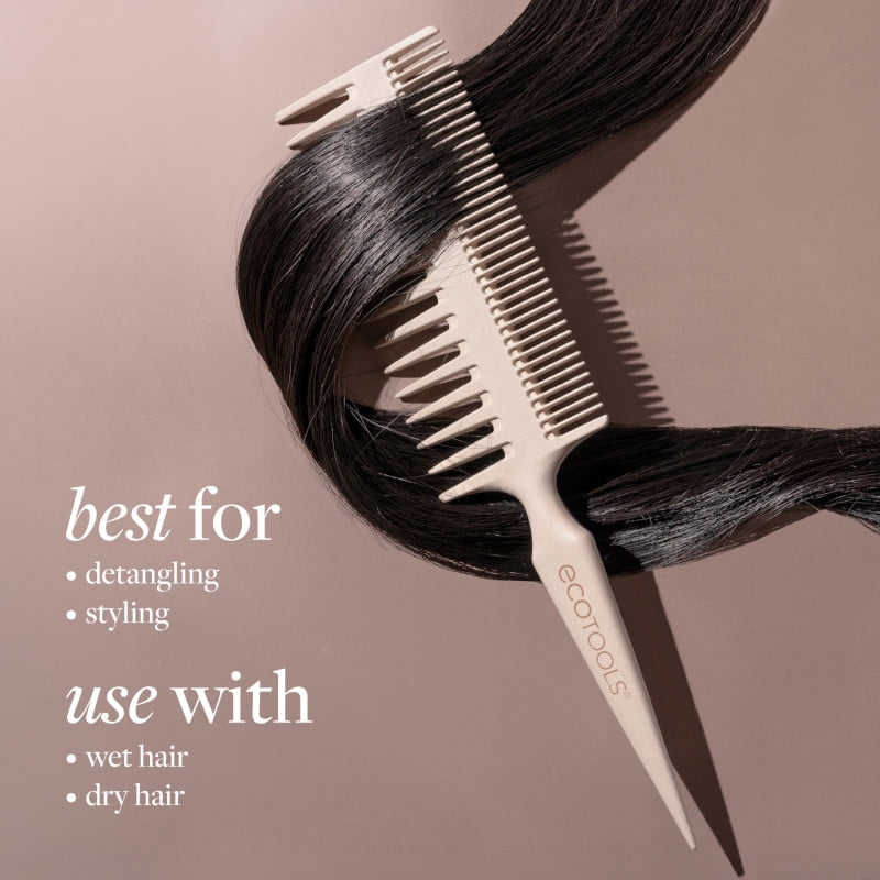 EcoTools Double-Sided Bamboo Hair Comb for Detangling and Styling