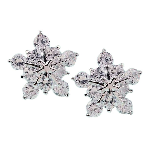 Joyas de moda Pendientes para mujer, par/juego, plata 925, pendientes con copos de nieve