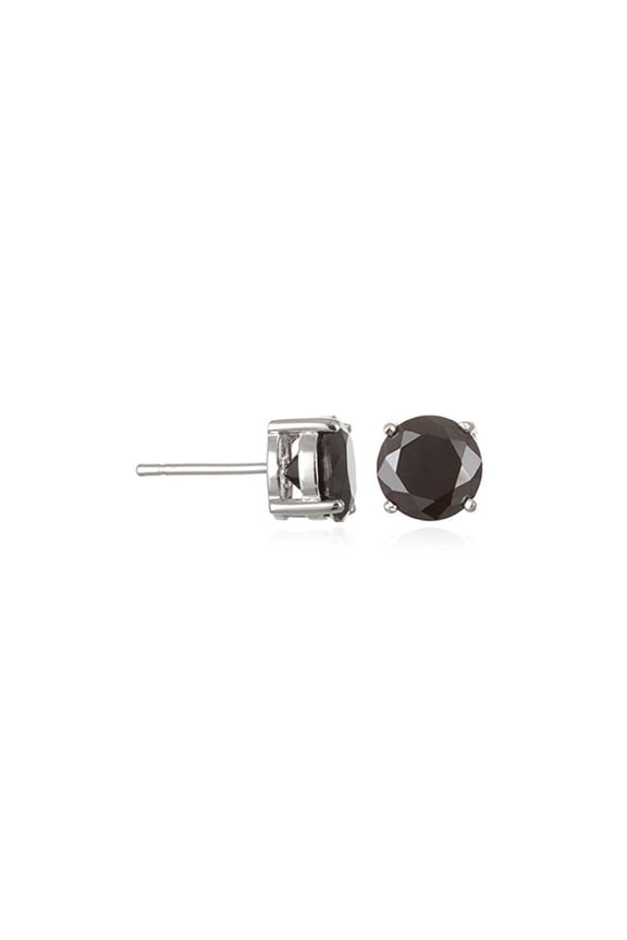 Rhodium Plated Round 8 Mm CZ Stud Earrings