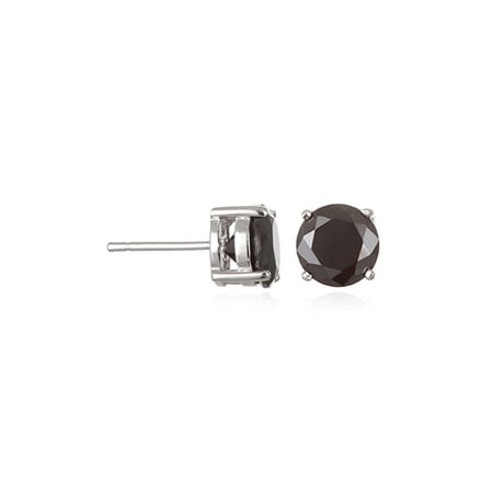 Bonjour Jewelers Rhodium Plated Round 8 Mm CZ Stud Earrings