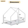 thumbnail image 4 of Bellemave Twin Size Metal House Bed with Roof and LED Lights Montessori House Bed with Headboard and Footboard Floor Bed Frame with Slats (Twin, White), 4 of 10