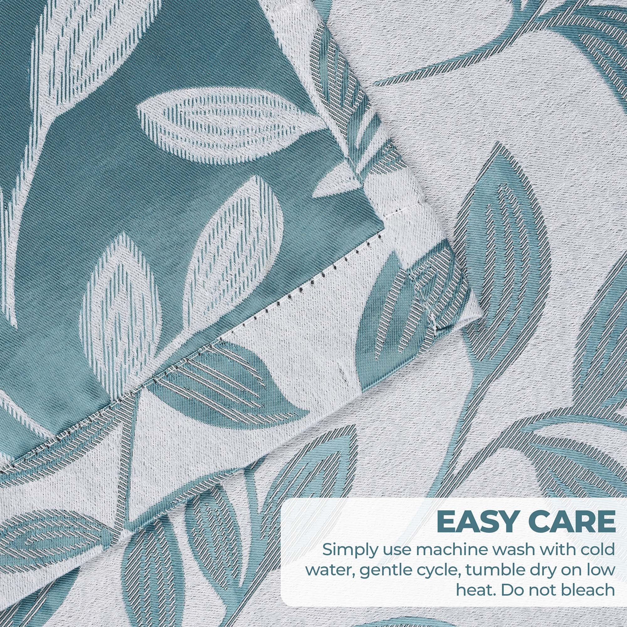 Superior Blackout Leaves Curtains Set of 2, Light Filtering Grommet Curtain Panel Set, Teal, 52"W x 63"L