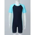 thumbnail image 4 of iEFiEL Kids Boys Tween One-piece Swimsuit Rash Guard Zippered Short Wetsuit Swimwear Bathing Suit Navy Blue&Sky Blue 8, 4 of 7