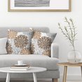 thumbnail image 3 of Brown Pillow Covers 18x18 Inch 2 Pcs,Coffee Colored Geometric Dahlia Decorative Throw Pillows,Summer Grey Gray Flower Outdoor Decor Pillowcase Square Cushion Cover Gift for Porch Patio Couch, 3 of 6
