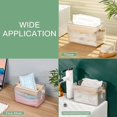 thumbnail image 5 of Plastic Tissue Box Holder Cover With Wooden Lid, Small Size Modern Facial Paper Holder For Bathroom, 6.85" X4.96" X4.49" Rectangular Clear Tissue Box, 5 of 5