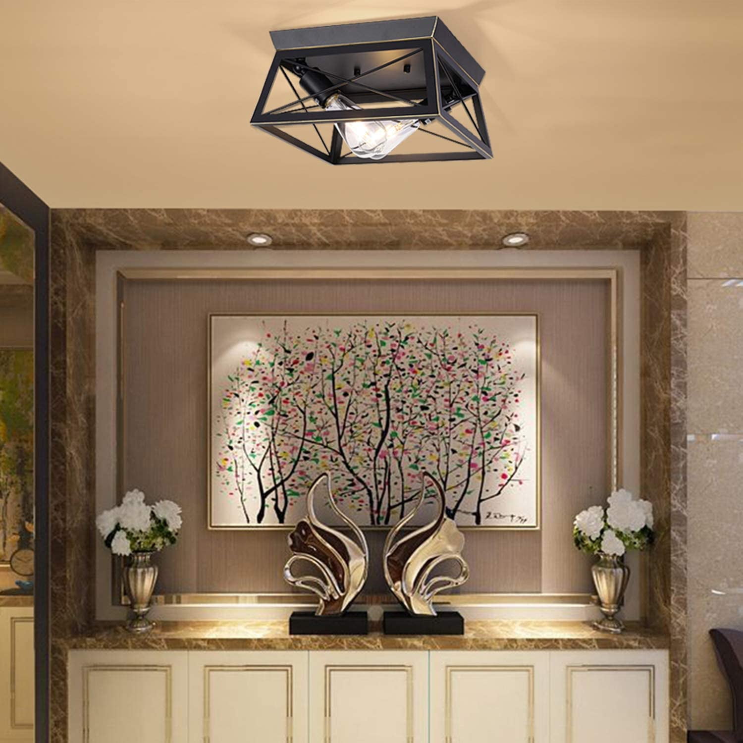 Farmhouse Ceiling Light Fixture Flush Mount,Vintage Ceiling Lights