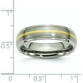 thumbnail image 6 of Chisel Titanium Brushed Center with 14k Gold Inlay 6.2mm Ridged Edge Band - Ring Size 13.0, 6 of 8