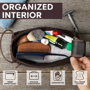 Leather Toiletry Bag for Men & Women - Shaving Dopp Kit Travel Case Cosmetic Makeup Wash Bag by Rustic Town