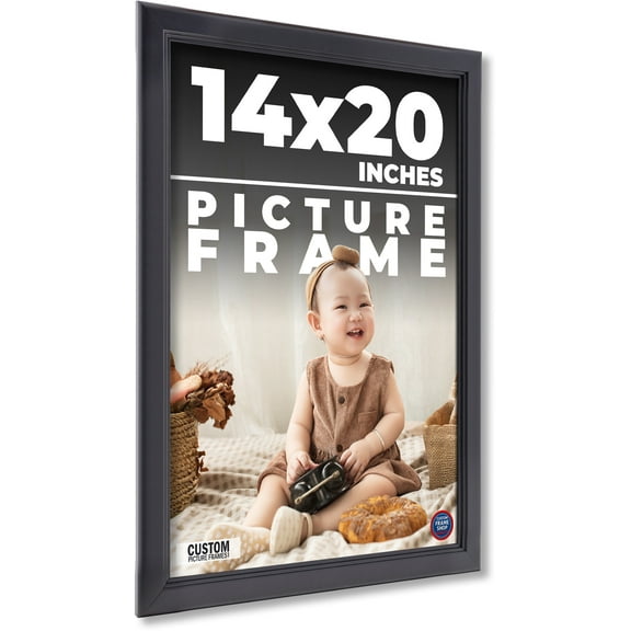 14x20 - 14 x 20 Contemporary Black Solid Wood Frame with UV Framer's Acrylic & Foam Board Backing -