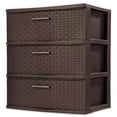 thumbnail image 1 of Sterilite Wide 3 Drawer Weave Tower, Plastic Vertical Storage Organizer, Espresso, 1 of 6