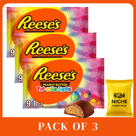 Reese's Easter Peanut Butter Tie Dye Eggs Bag - 9.1oz-3 pack-with candy pack
