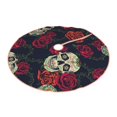 thumbnail image 2 of Kll Roses Skulls Christmas Tree Skirt 48",Party Decorations Farmhouse For Christmas Decorations Holiday Party, 2 of 8