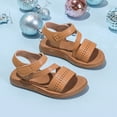 thumbnail image 6 of kpoplk Girls Strap Sandals Open Toe Outdoor Flats with Hook and Loop Kid Summer Shoes for Girls(Coffee,4), 6 of 7