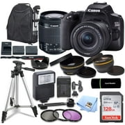 Canon EOS 250D DSLR Digital Camera W/ 18-55mm Lens & 128GB   Backpack   Flash   Battery  Telephoto & Wide Angle bundle