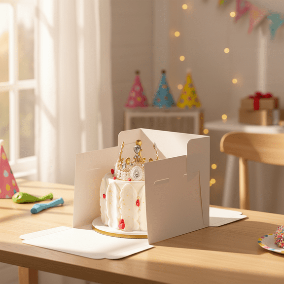 Transparent Cake Box with Lid Birthday Cake Packaging Clear Dessert Display & Bakery Box Sturdy Pastry Carrier for Parties & Gifting White L (10x10x10 Inch)