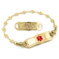 thumbnail image 1 of MedicEngraved Yellow Gold Stainless Steel Custom Medical Alert Bracelet - 5mm Heart Link, 1 of 7