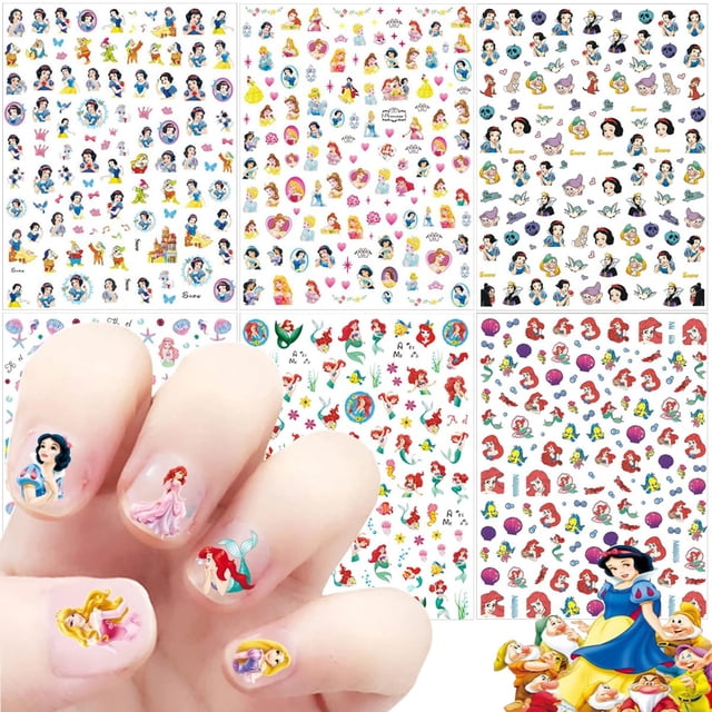 Adesivos para Nail Art JinPren, 6 hojas, calcomanías 3D de sirena