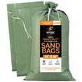 thumbnail image 3 of Empty Sand Bags, with Ties – Green 14" x 26" Heavy Duty Woven Polypropylene, UV Sun Protection, Dust, Water and Oil Resistant - Home and Industrial - Floods, Photography and More Bundle of 10, 3 of 6