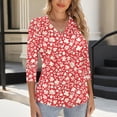 thumbnail image 6 of Jsaierl Women's 3/4 Sleeve Tops Summer V Neck Shirts Boho Graphic Ladies Blouses Flowy Loose Fit Tunic Top S-2XL, 6 of 6