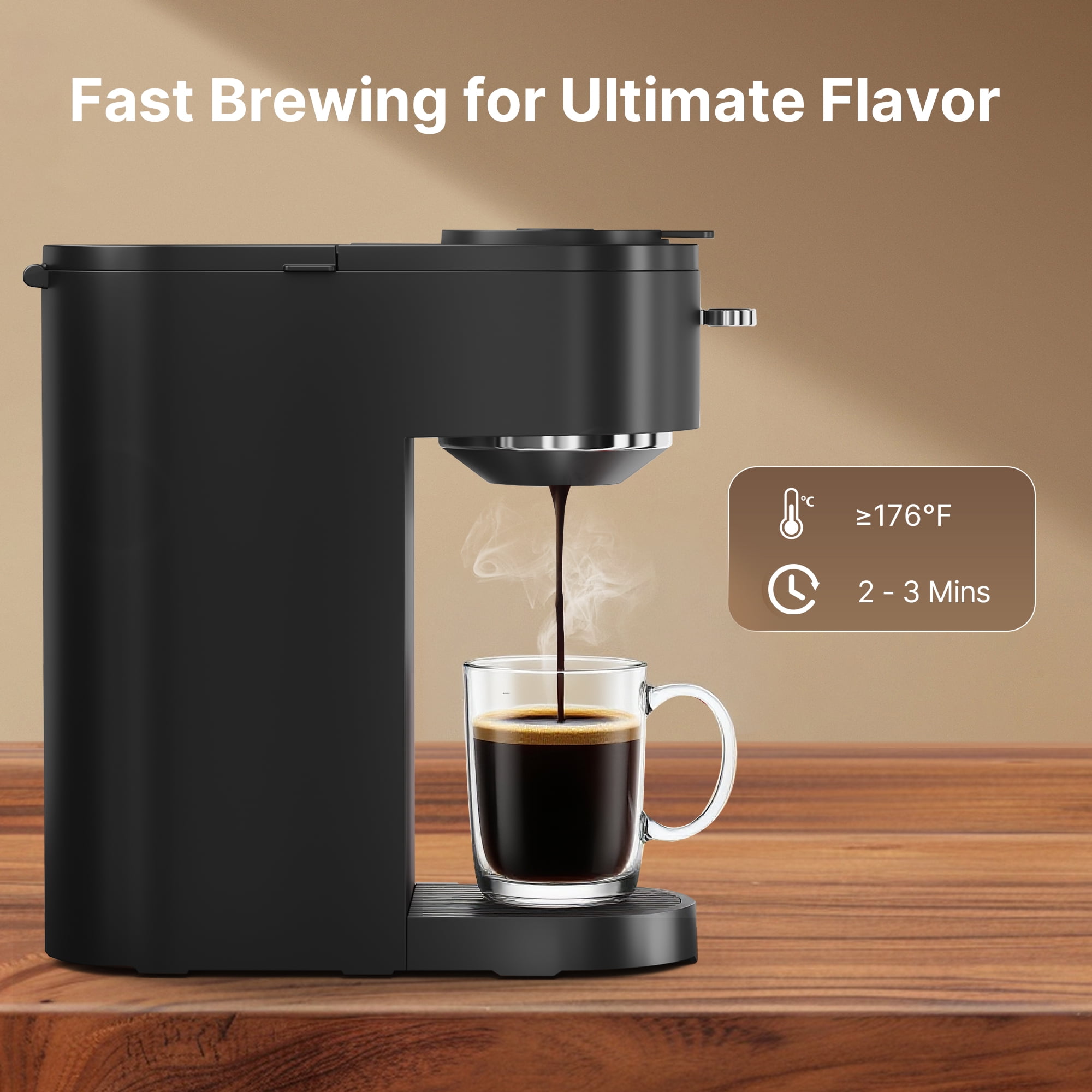 Coffee Maker 2-in-1 Single Serve Coffee Machine for K-Cup Capsule Pod and Ground Powder Brewer for Home Office Kitchen